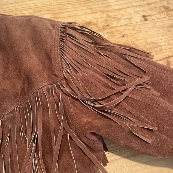 SOLD SOLD SOLD‼️‼️‼️Brown Leather Fringe Jacket - Picture 8 of 15